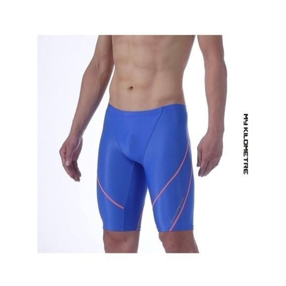 My Kilometre Mens Jammer Swim Shorts Blue Orange Training Swimwear Size M